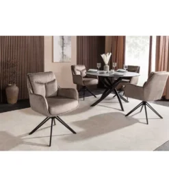 Krzesło obrotowe PROMETHEUS 88 cm 180 stopni welwet taupe*Invicta Interior Outlet