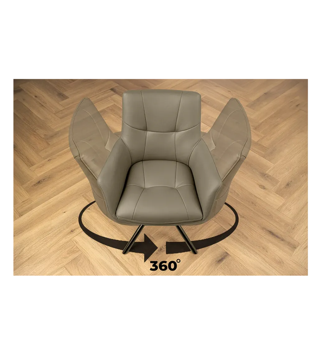 Krzesło obrotowe SIGNATURE skórzany taupe*Invicta Interior Sale