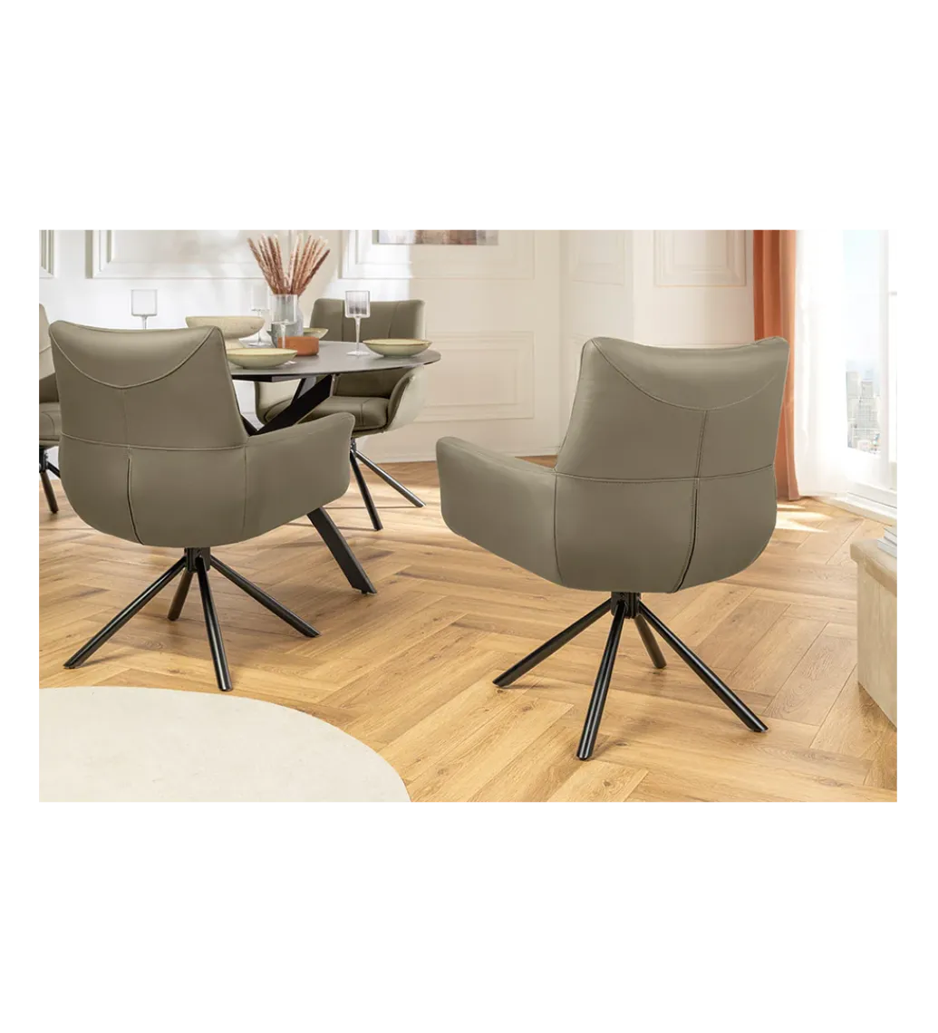 Krzesło obrotowe SIGNATURE skórzany taupe*Invicta Interior Sale