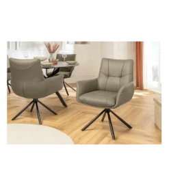 Krzesło obrotowe SIGNATURE skórzany taupe*Invicta Interior Sale