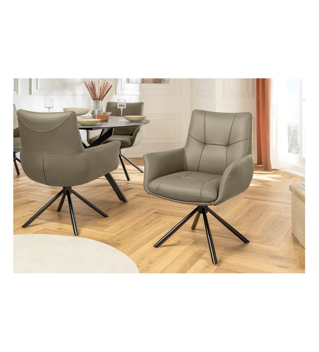Krzesło obrotowe SIGNATURE skórzany taupe*Invicta Interior Sale
