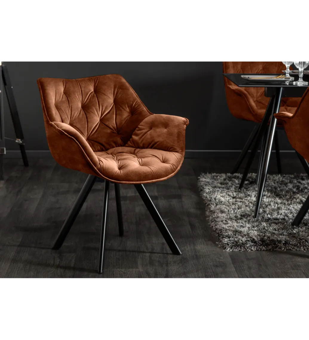 Krzesło obrotowe THE DUTCH COMFORT welwet brązowy*Invicta Interior