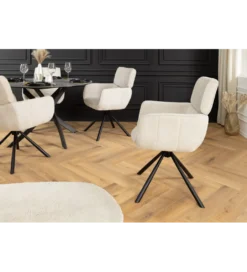 Krzesło obrotowe UNIQUE 180 stopni chenille szampański beż*Invicta Interior Discount