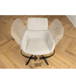 Krzesło obrotowe UNIQUE 180 stopni chenille szampański beż*Invicta Interior Discount