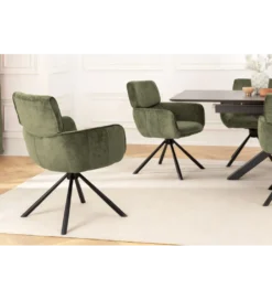 Krzesło obrotowe UNIQUE 180 stopni chenille zielony*Invicta Interior - przedsprzedaż Clearance