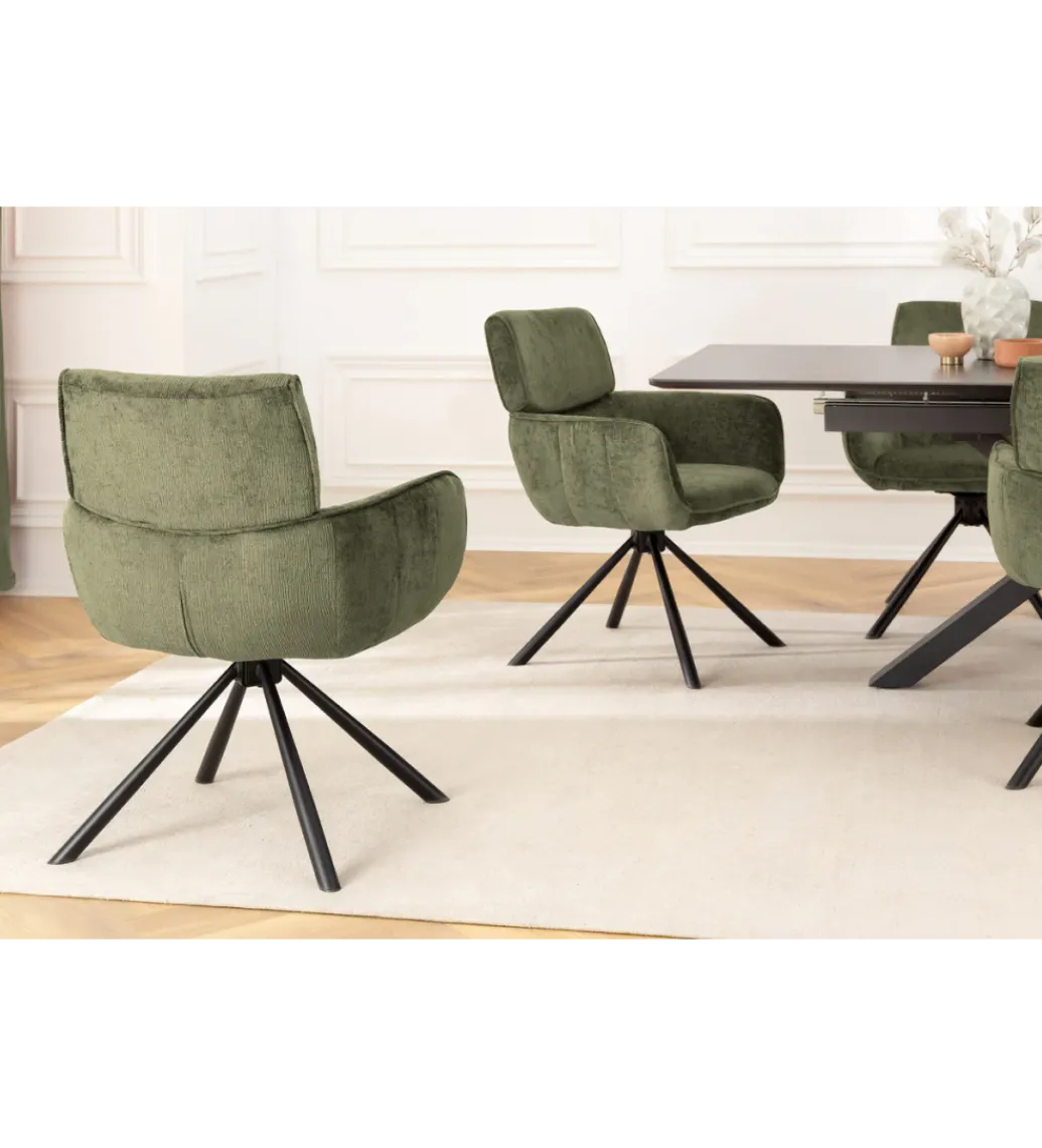 Krzesło obrotowe UNIQUE 180 stopni chenille zielony*Invicta Interior - przedsprzedaż Clearance