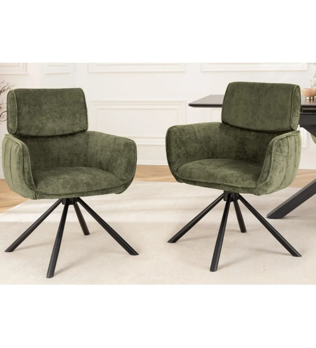 Krzesło obrotowe UNIQUE 180 stopni chenille zielony*Invicta Interior - przedsprzedaż Clearance