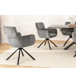 Krzesło obrotowe UNIQUE 180 stopni chenille szary*Invicta Interior New