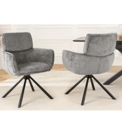Krzesło obrotowe UNIQUE 180 stopni chenille szary*Invicta Interior New