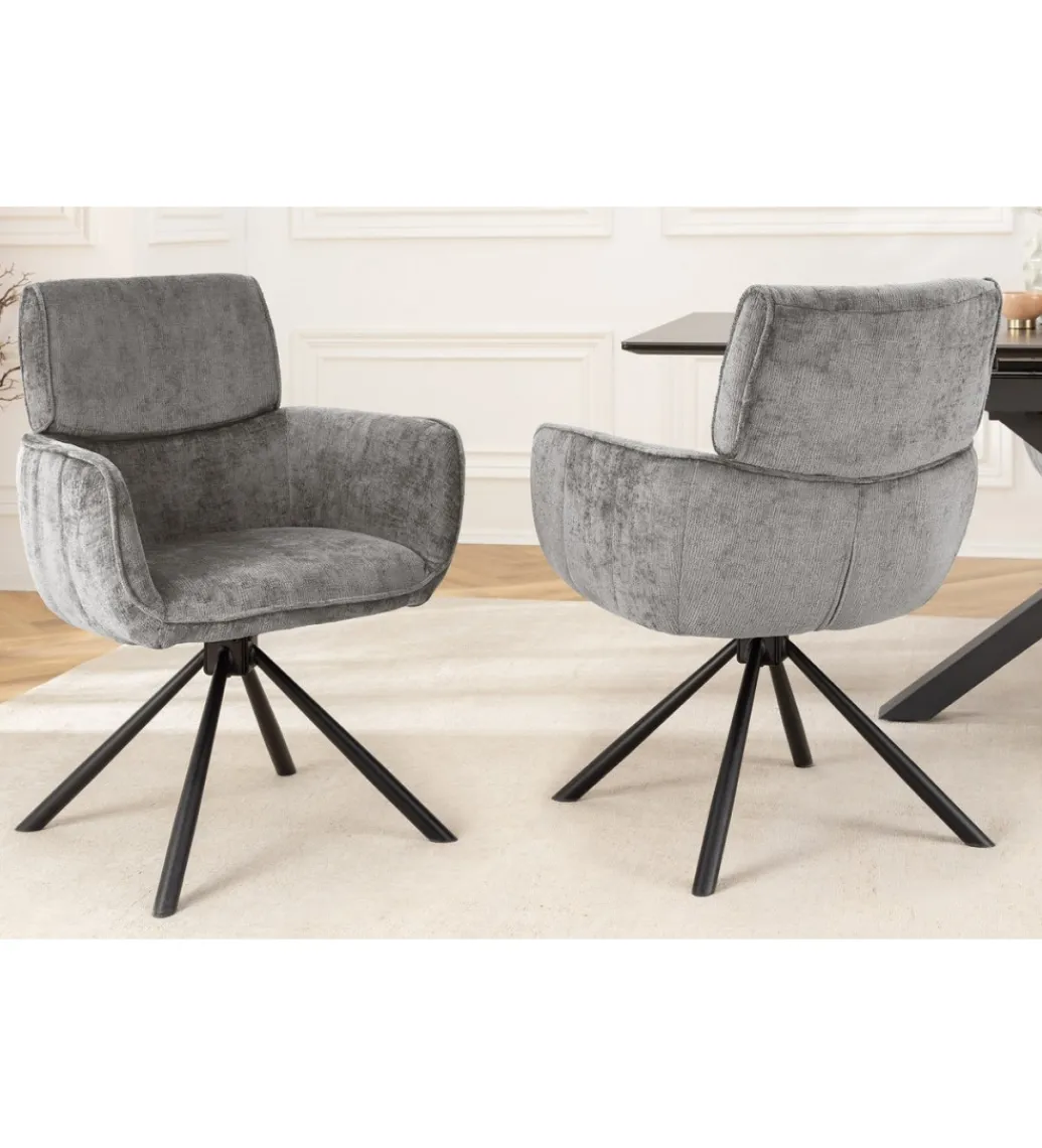 Krzesło obrotowe UNIQUE 180 stopni chenille szary*Invicta Interior New