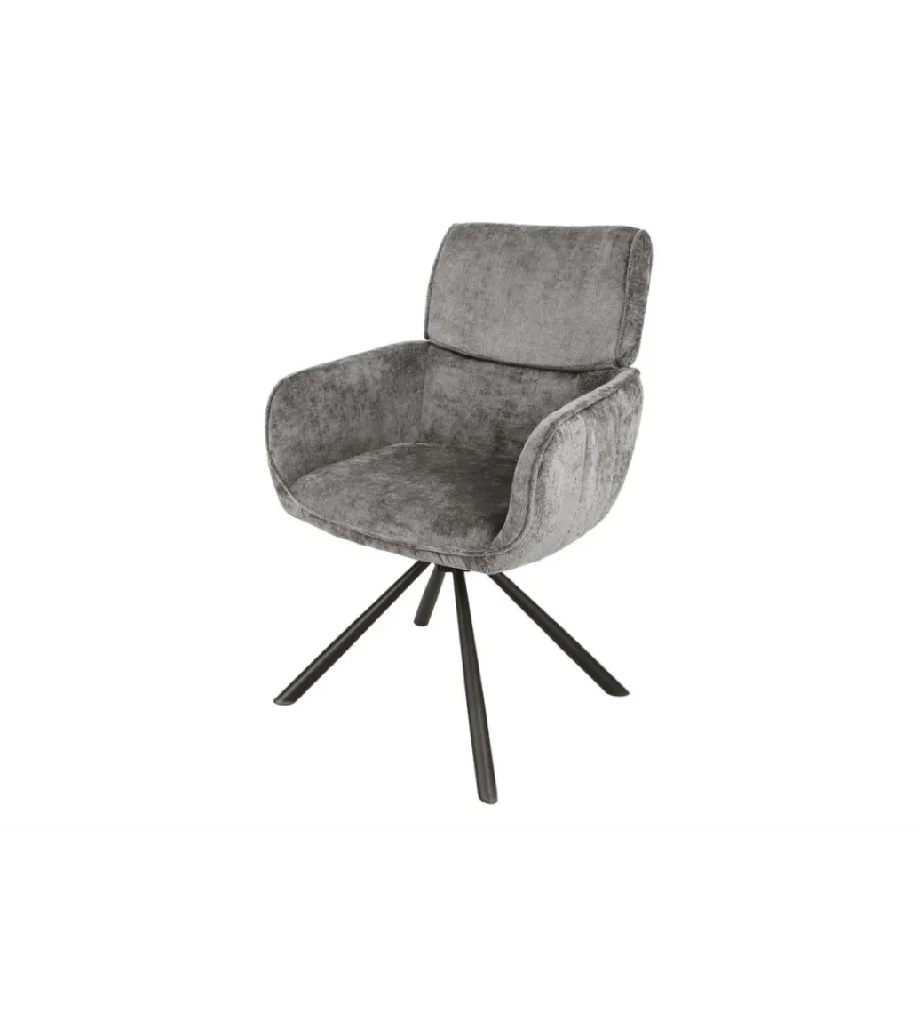Krzesło obrotowe UNIQUE 180 stopni chenille szary*Invicta Interior New