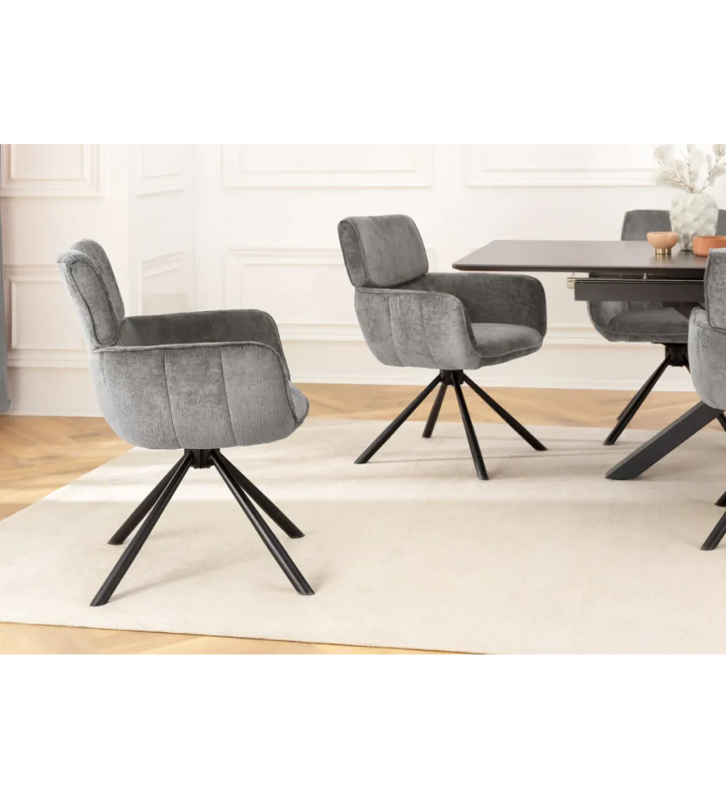 Krzesło obrotowe UNIQUE 180 stopni chenille szary*Invicta Interior New