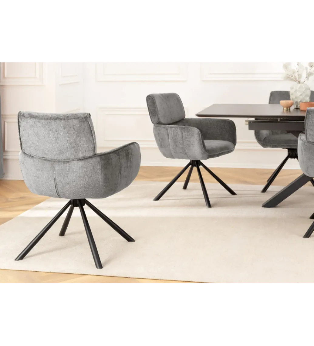 Krzesło obrotowe UNIQUE 180 stopni chenille szary*Invicta Interior New