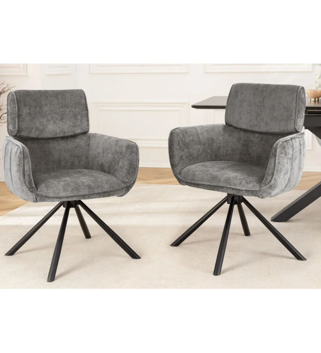 Krzesło obrotowe UNIQUE 180 stopni chenille szary*Invicta Interior New