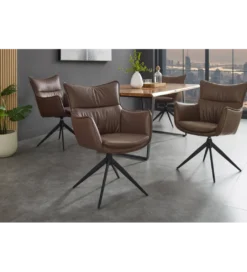 Krzesło obrotowe VOUGE skórzane brązowe*Invicta Interior Discount