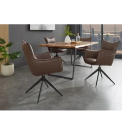 Krzesło obrotowe VOUGE skórzane brązowe*Invicta Interior Discount