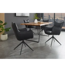 Krzesło obrotowe VOUGE skórzany czarny*Invicta Interior Discount