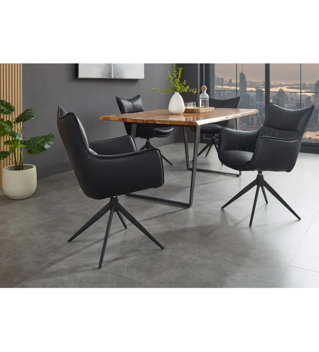 Krzesło obrotowe VOUGE skórzany czarny*Invicta Interior Discount