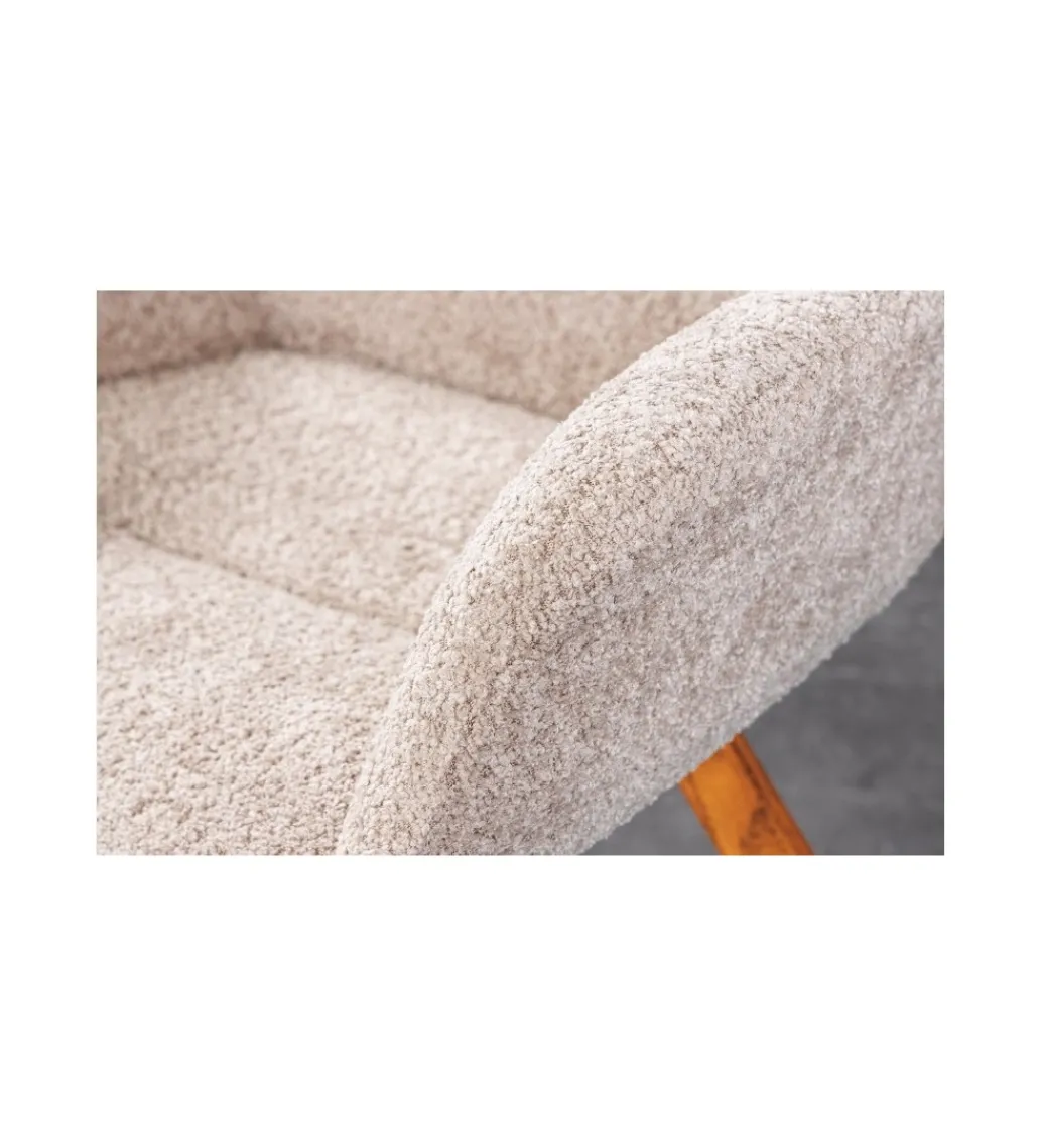 Krzesło obrotowe ZENI Bouclé beżowe 360 stopni*Invicta Interior Outlet
