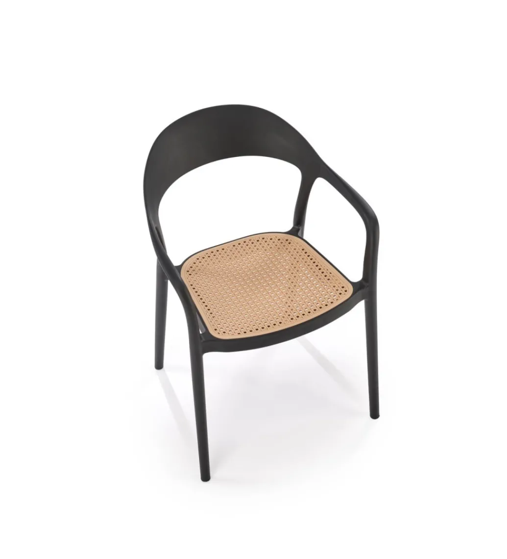 Krzesło ogrodowe K530 80 cm czarne naturalne*Halmar Discount