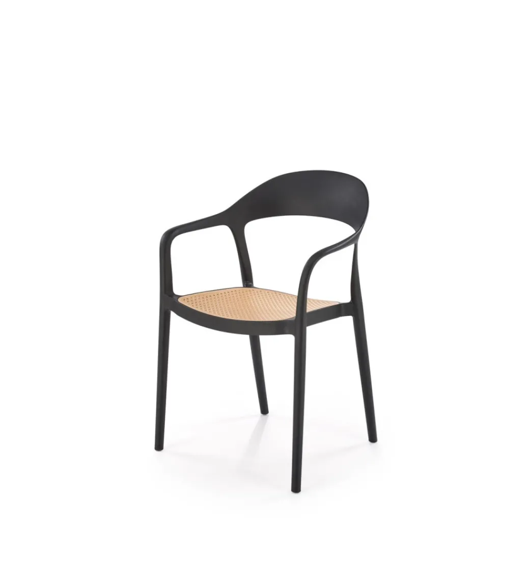 Krzesło ogrodowe K530 80 cm czarne naturalne*Halmar Discount