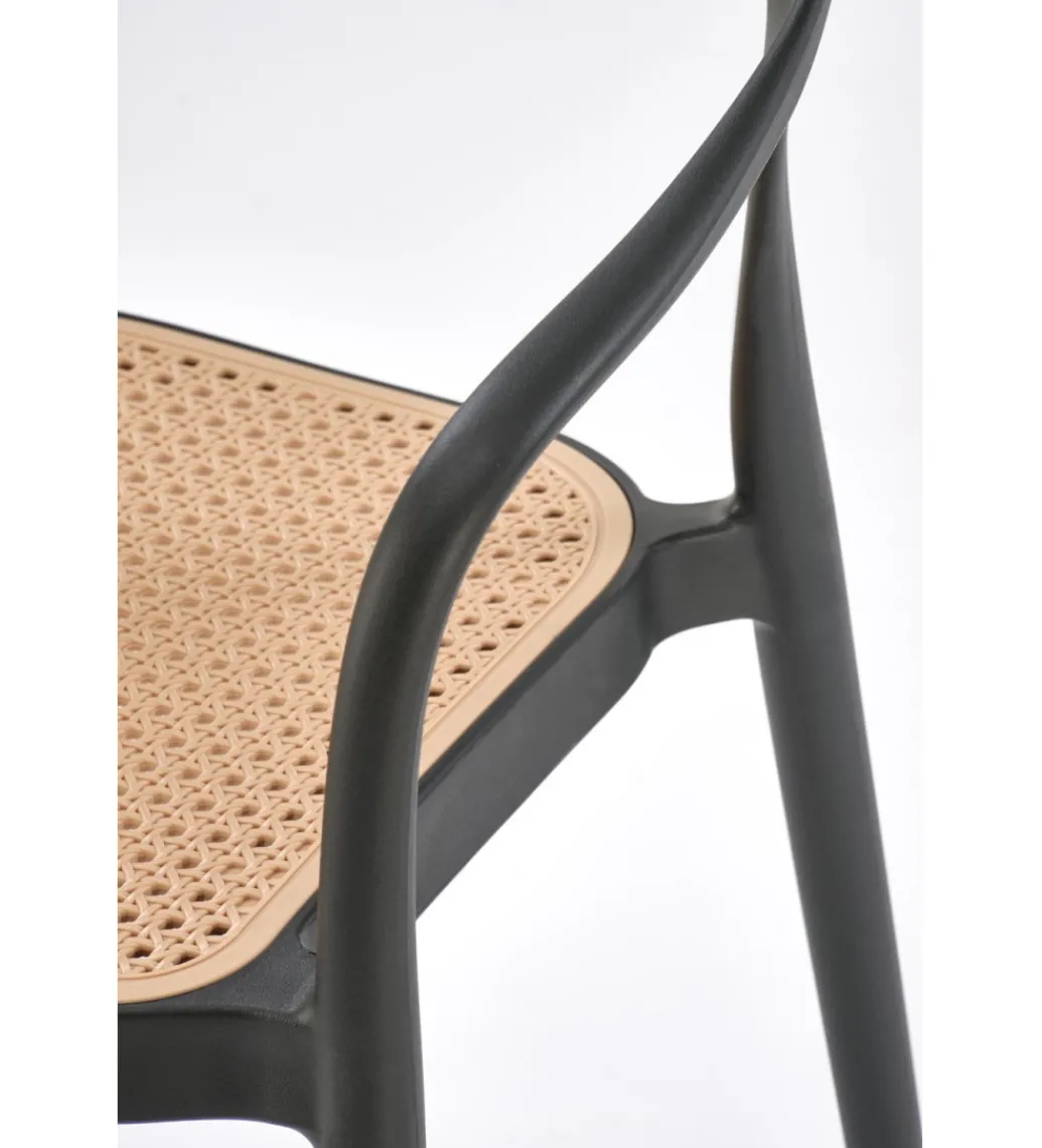 Krzesło ogrodowe K530 80 cm czarne naturalne*Halmar Discount