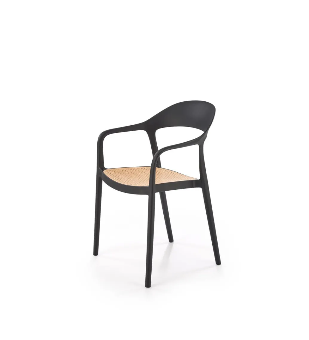 Krzesło ogrodowe K530 80 cm czarne naturalne*Halmar Discount