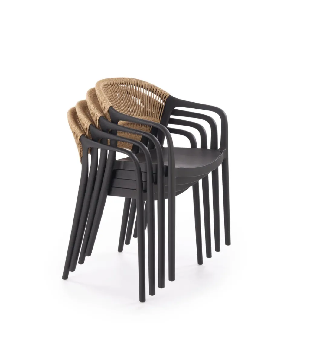 Krzesło ogrodowe K582 78 cm czarny naturalny*Halmar Discount