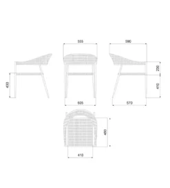 Krzesło ogrodowe NIVA 81 cm naturalne czarne*Zona-Design Hot