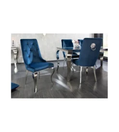 Krzesło OXANA Modern Barock z kołatką niebieskie*Invicta Interior Discount