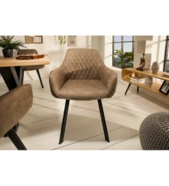 Krzesło Palermo z podłokietnikami taupe*Invicta Interior Sale