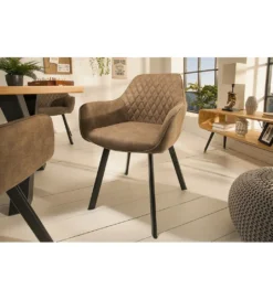 Krzesło Palermo z podłokietnikami taupe*Invicta Interior Sale