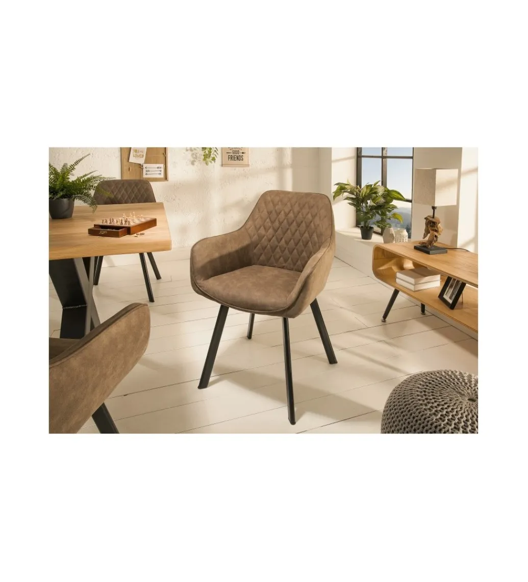 Krzesło Palermo z podłokietnikami taupe*Invicta Interior Sale