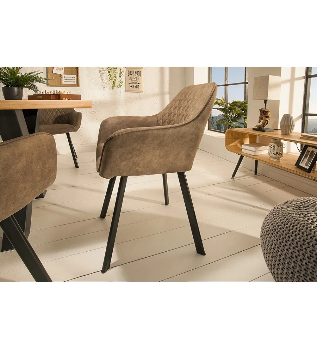 Krzesło Palermo z podłokietnikami taupe*Invicta Interior Sale