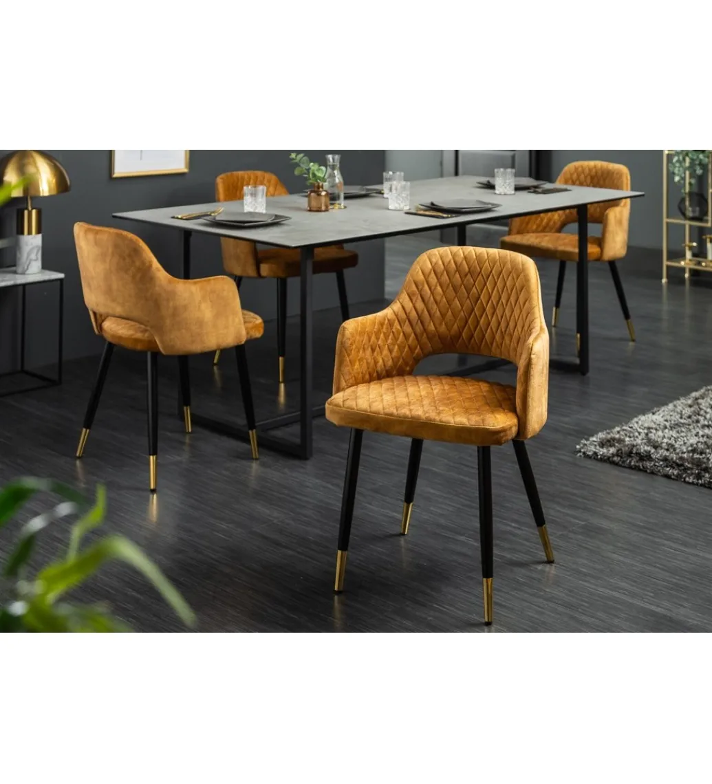 Krzesło PARIS velvet musztardowy*Invicta Interior Clearance