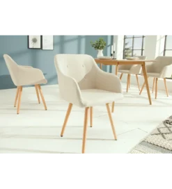 Krzesło Scandinavia Line z podłokietnikami beżowe*Invicta Interior Outlet