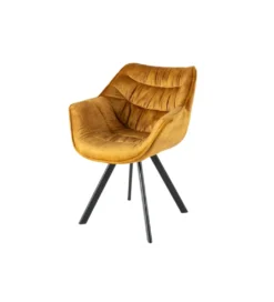 Krzesło THE DUTCH COMFORT z podłokietnikami welur musztardowy*Invicta Interior Best