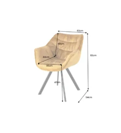 Krzesło THE DUTCH COMFORT z podłokietnikami welur musztardowy*Invicta Interior Best