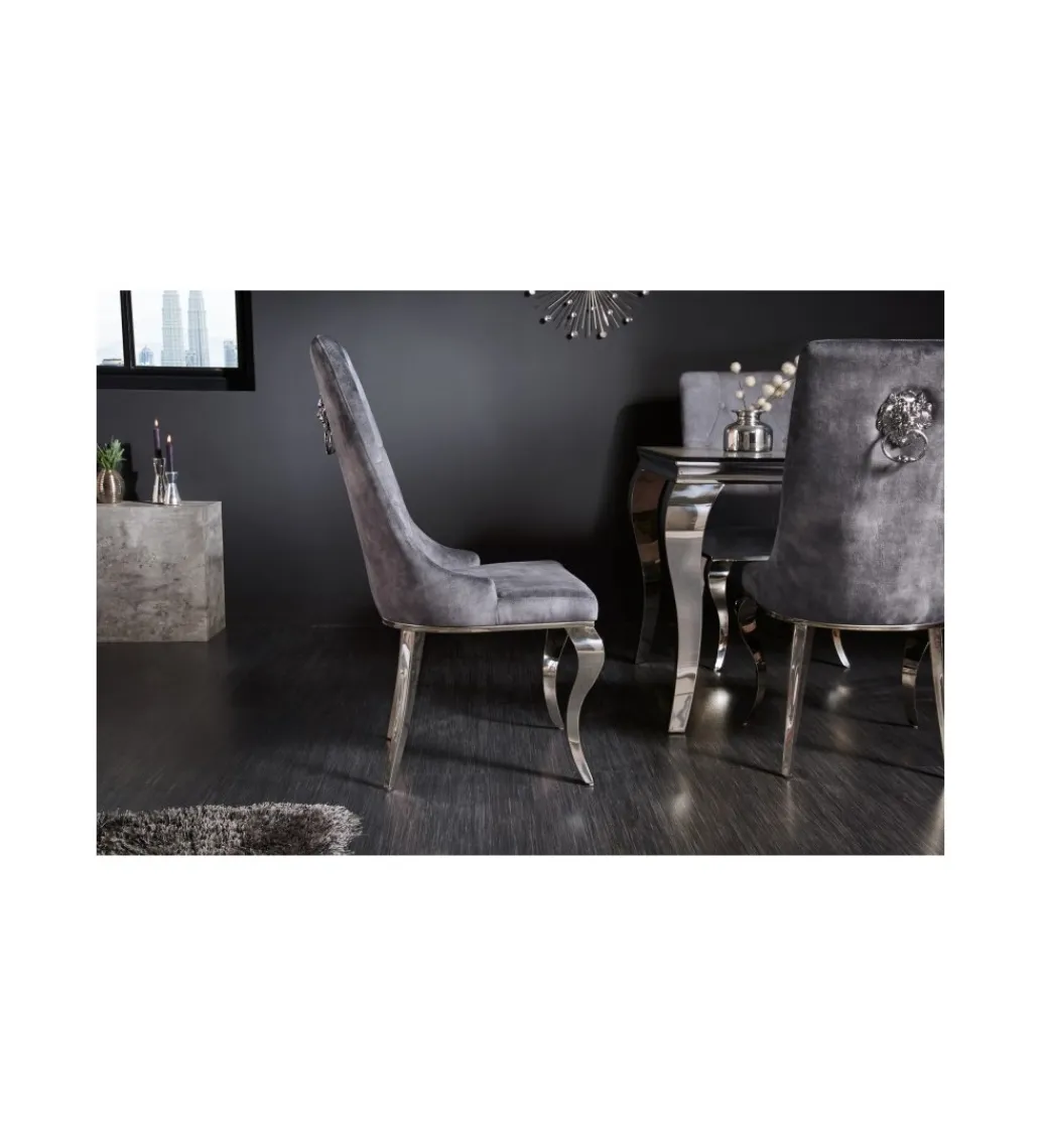Krzesło VIENNA Modern Barock Gloria z kołatką szare*Invicta Interior Best
