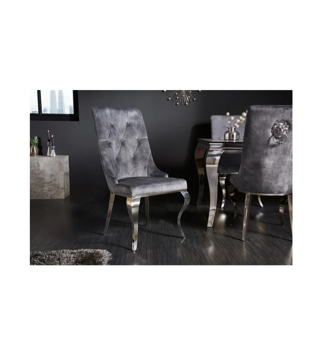 Krzesło VIENNA Modern Barock Gloria z kołatką szare*Invicta Interior Best
