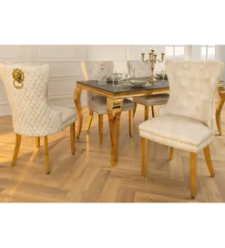 Krzesło z kołatką CASTLE welur beżowy*Invicta Interior Best