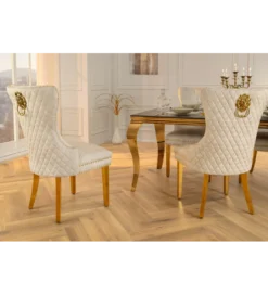 Krzesło z kołatką CASTLE welur beżowy*Invicta Interior Best
