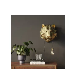 Lampa ścienna ANIMAL TIGER HEAD 34 cm złota*KDesign Best