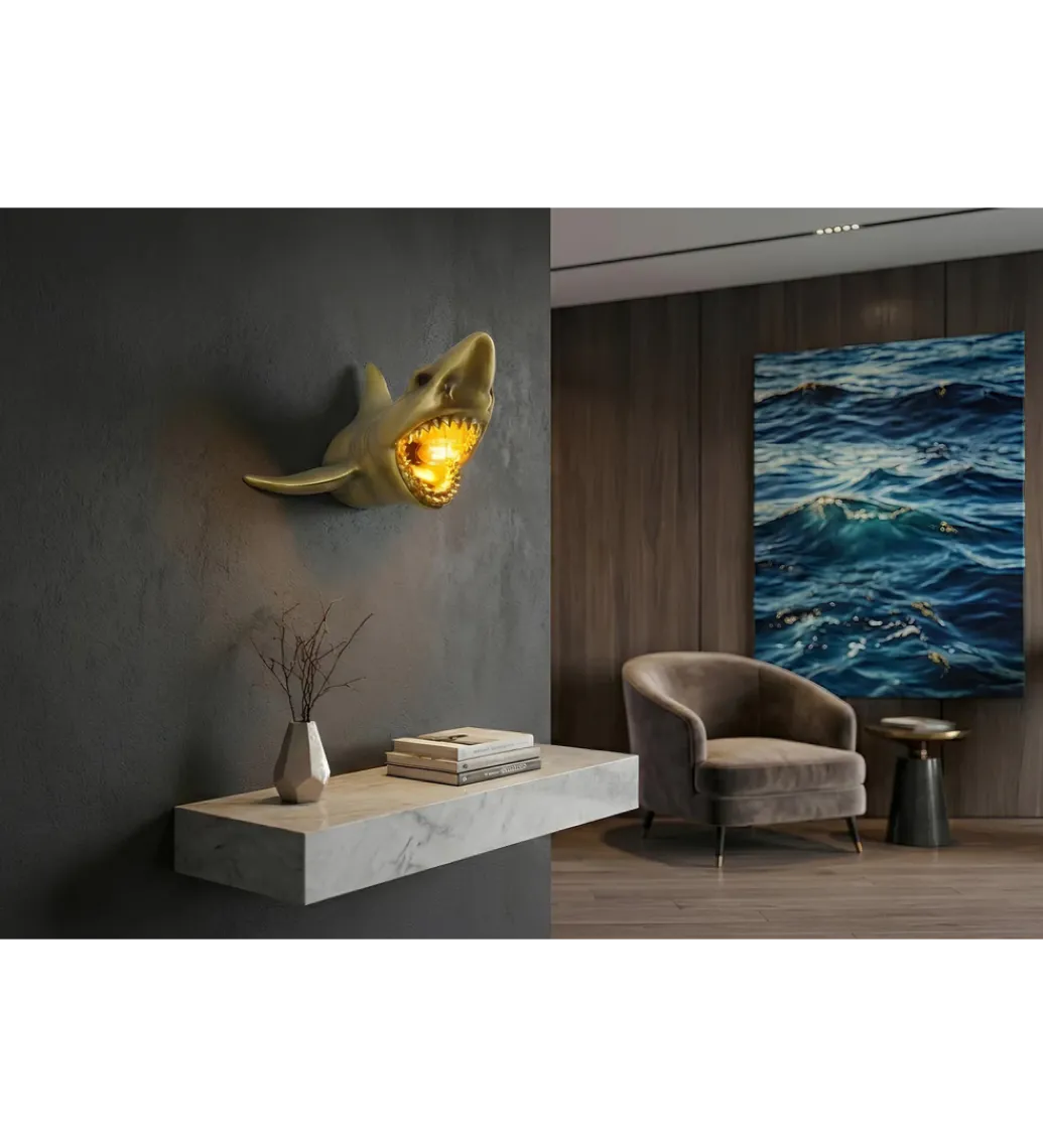 Lampa ścienna SHARK 40 cm złota*Invicta Interior Outlet