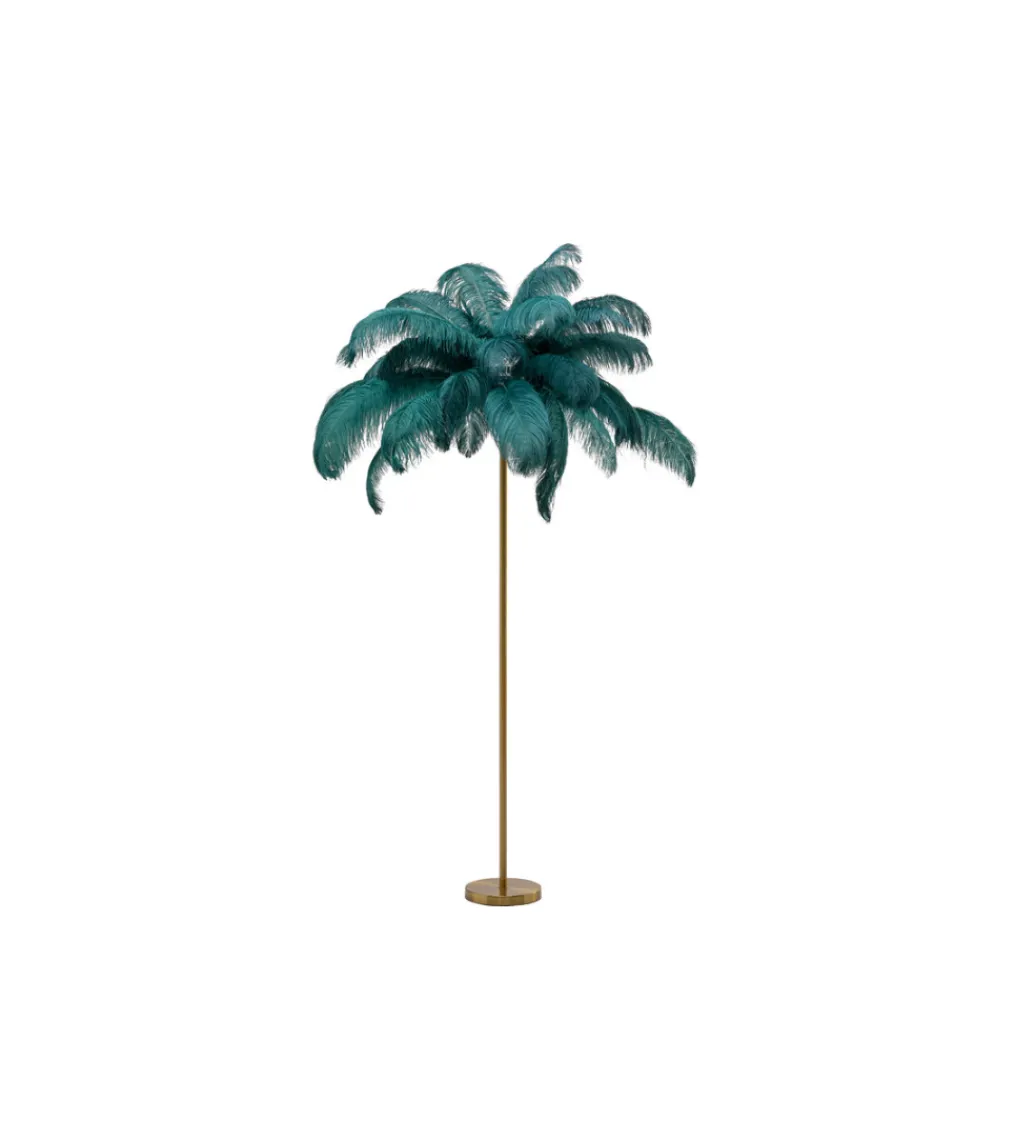 Lampa podłogowa FEATHER PALM 165 cm pióra turkusowa*KDesign New