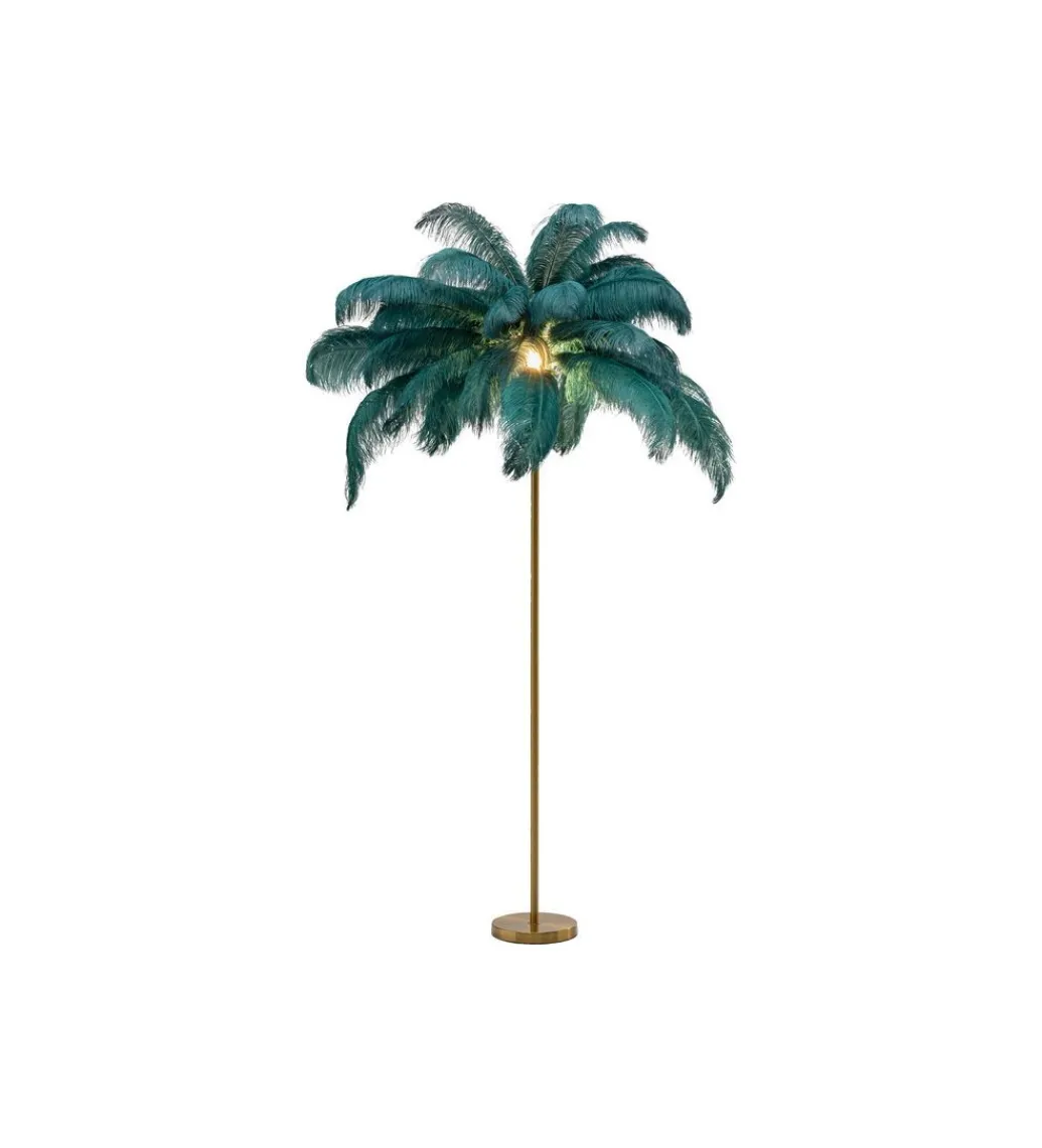 Lampa podłogowa FEATHER PALM 165 cm pióra turkusowa*KDesign New