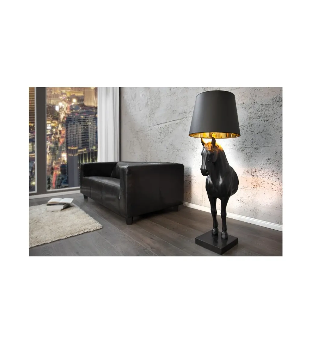 Lampa podłogowa Koń Horse Black Beauty czarna*Invicta Interior Discount