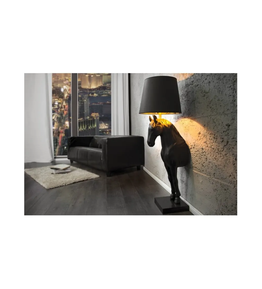 Lampa podłogowa Koń Horse Black Beauty czarna*Invicta Interior Discount