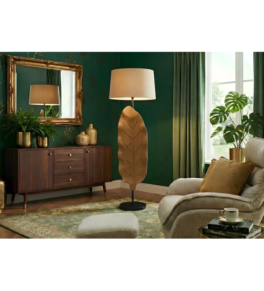 Lampa podłogowa LEAF 130 cm drewno teak*Invicta Interior Hot
