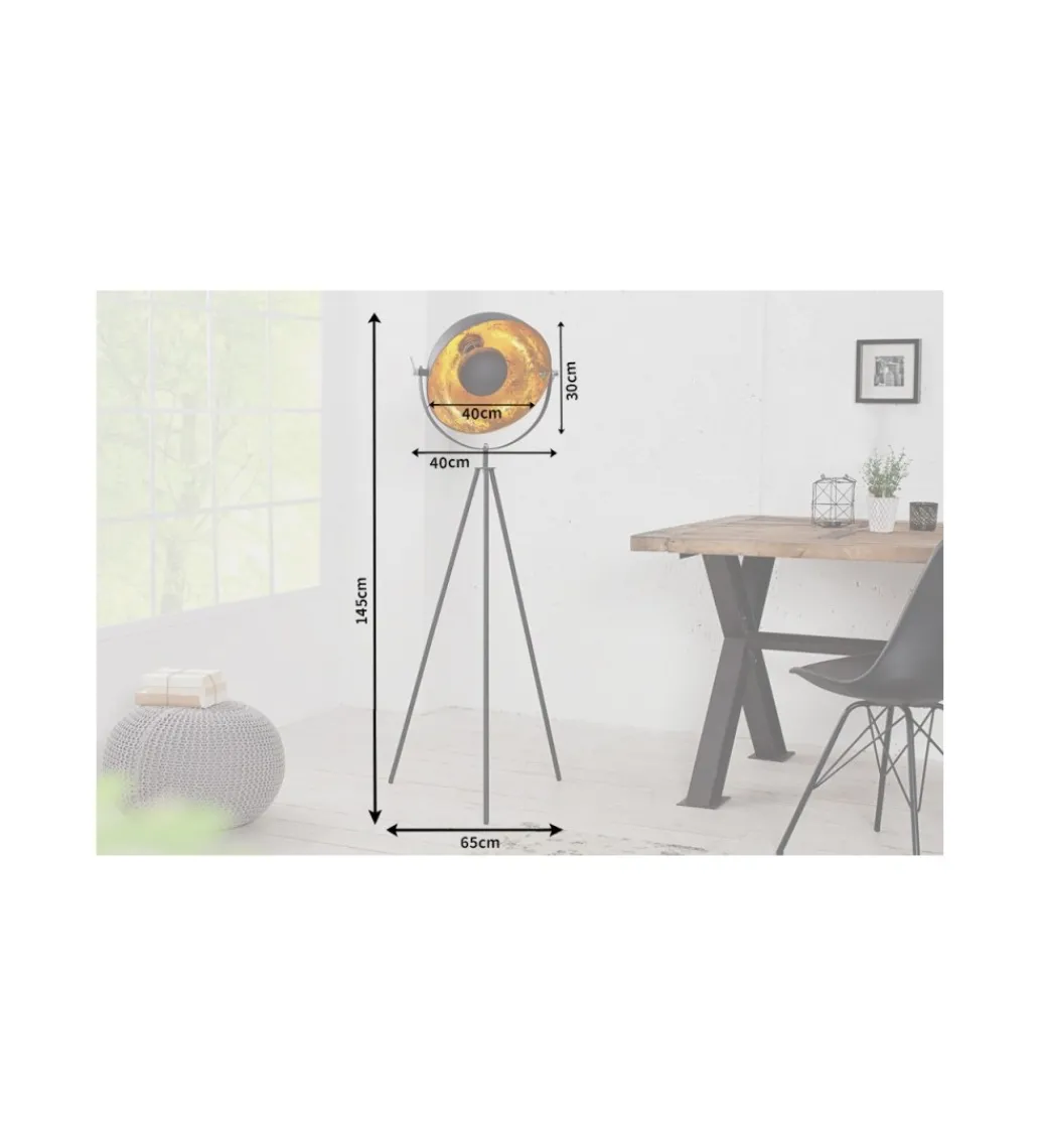 Lampa podłogowa Studio 140cm czarne złoto*Invicta Interior Outlet